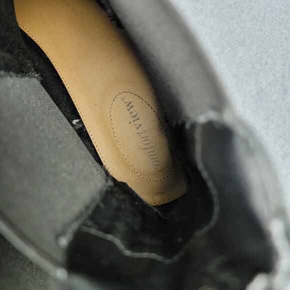 Comfortview Nyla Boots Womens 9M Black Suede Chelsea Ankle Boots Booties Almond - Picture 12 of 13